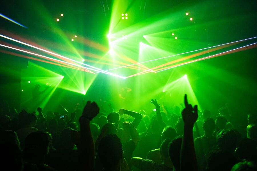 A club interior lit up before the night begins